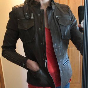 BCBG brown 100% leather jacket Sz S